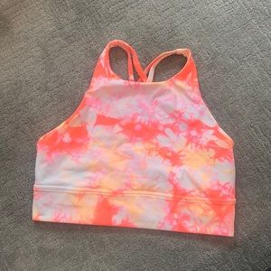 Lululemon Energy Bra High Neck Long Line Ribbed Size 10 tie dye